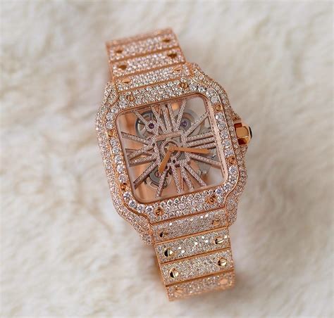 cartier santos skeleton watch rose gold